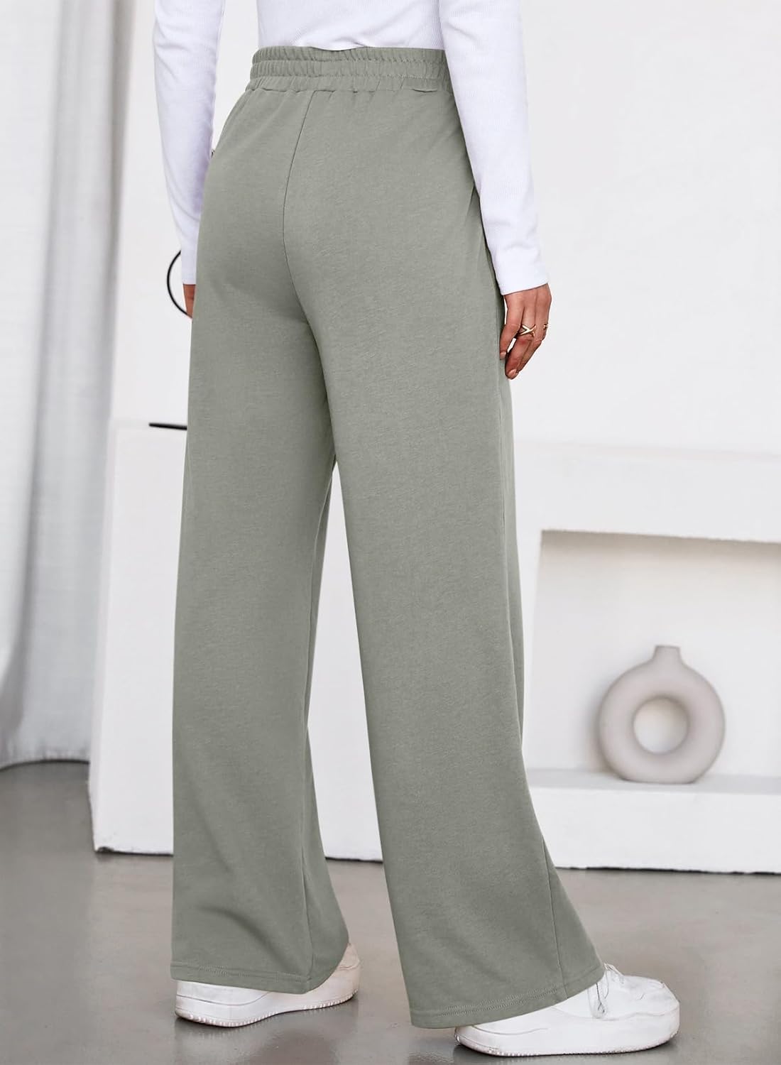 Aleumdr Women's High Waisted Wide Legs Sweatpant Casual Drawstring Sweat Pants Workout Athletic Joggers with Pockets - Image 3