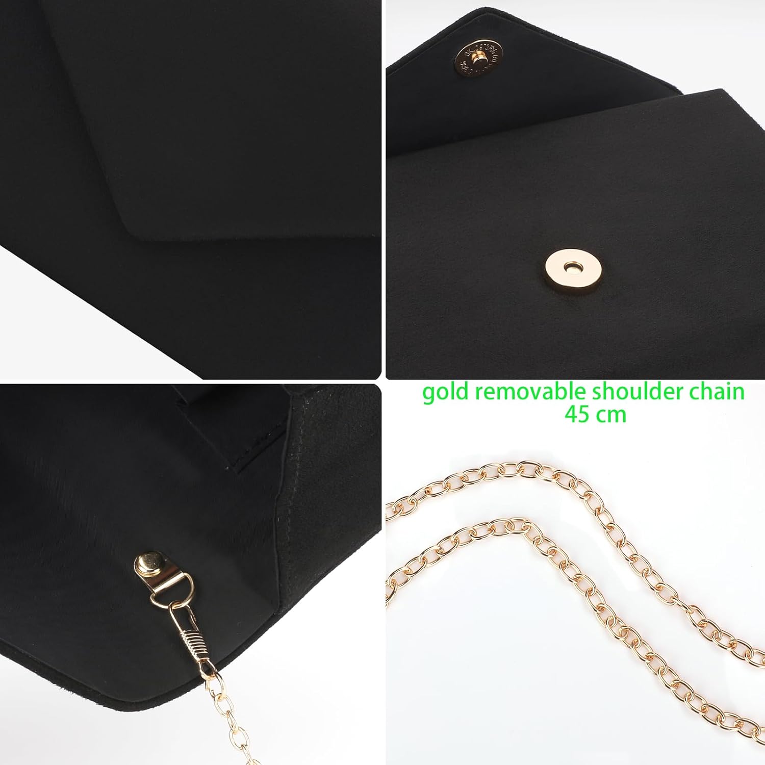 BBjinronjy Clutch Purse for Women Evening Bags Handbags for Wedding Party Cocktail Prom Faux Suede Crossbody Shoulder Bag - Image 6