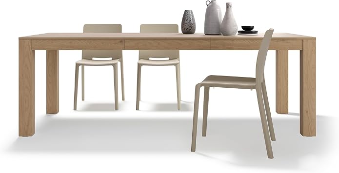 Mobili Fiver, Rachele Extendable Dining Table, 160225 x90 cm, Light Oak, for 6-8 People, Expandable Dining Table for Kitchen, Living Room, Italian Furniture