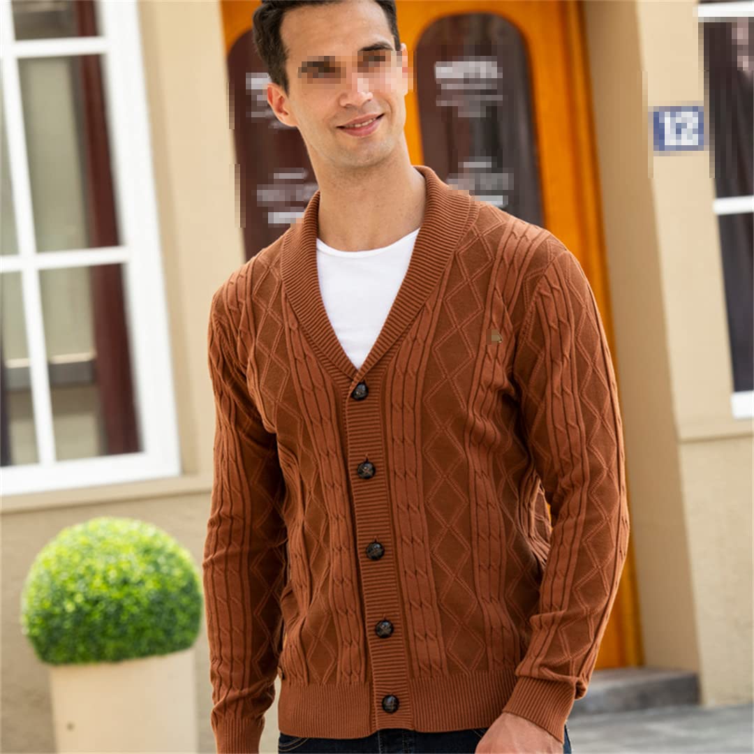 Vogrtcc Cárdigans de algodón casual en línea botón de color sólido chaqueta de punto de negocios suéter de moda abrigo de invierno
