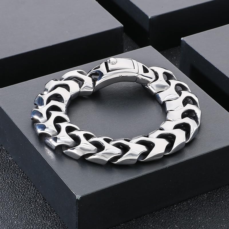 Wrist Armor Style Chain Men Bracelet Stainless Steel Punk Jewelry Silver Black Gold Cool Gifts for Mens 8.26in/8.66in/9.05in/9.44in2