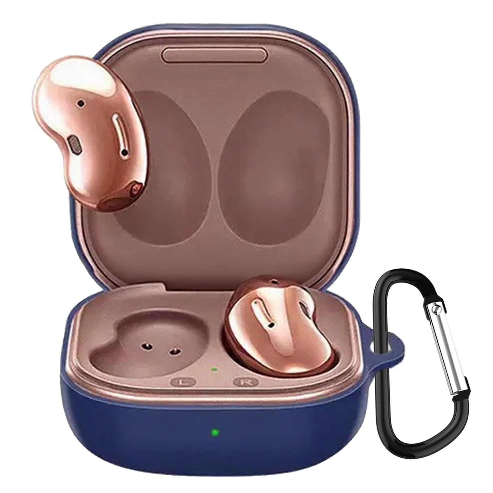 KANOYO Silicone Cover Compatible with Samsung Galaxy Buds FE/2 Pro/2/Live/Pro,Soft Silicone Bluetooth Earphone Case,Shock Resistant with Galaxy Buds FE/2 Pro/2/Live/Pro Case,With Carabiner(Blue)