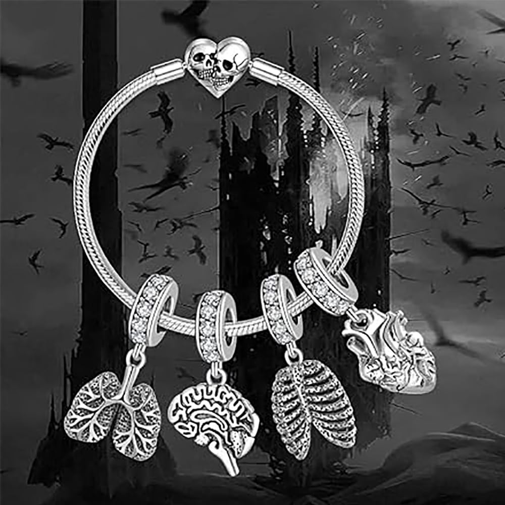 Abalorio anatómico gótico de Plata de Ley 925 para abalorio de serpiente europea para collar de pulsera para regalo de mujer