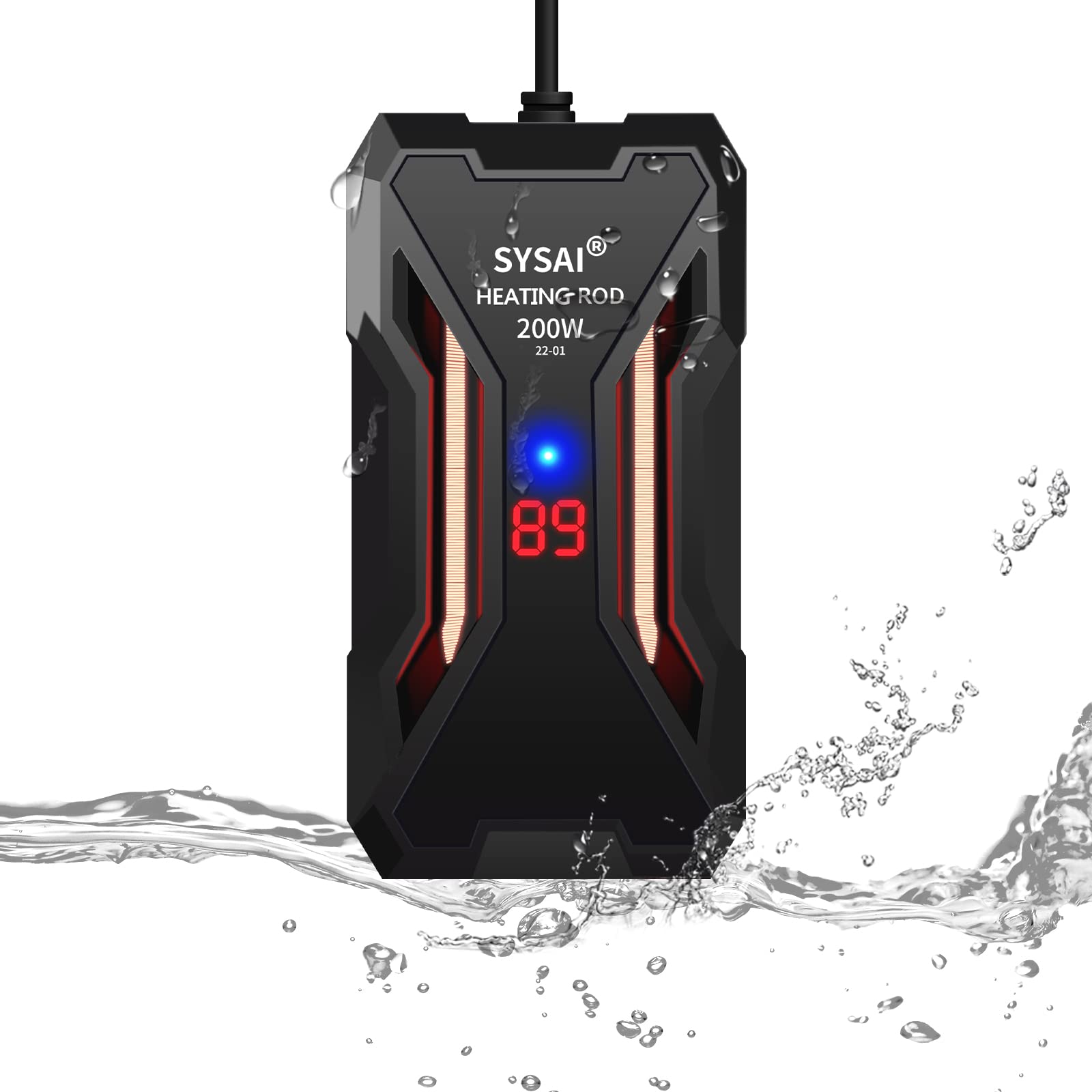 SYSAIFish Tank Submersible Heater with LED Temperature Display (200W(40-Gallons))