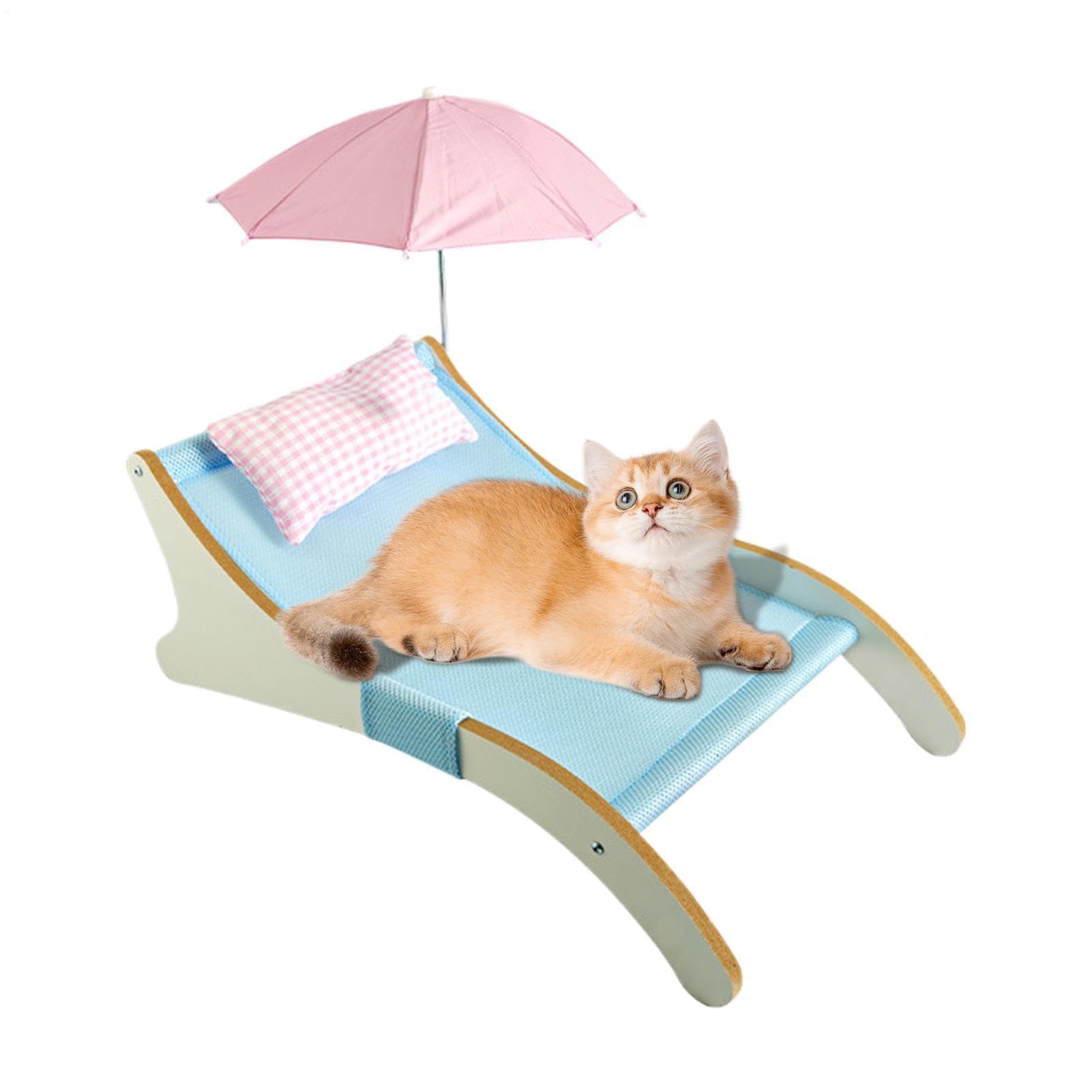 Generisch Katzenliege Tier-Hängematte mit Kratzbrett sowie Sonnenschutz | Outdoor Katzen Liegebett Für Draußen Für Tiere unter 8 Kilogramm Wohnzimmer, Balkon, Terrasse, Hinterhof, zum Sonnenbaden