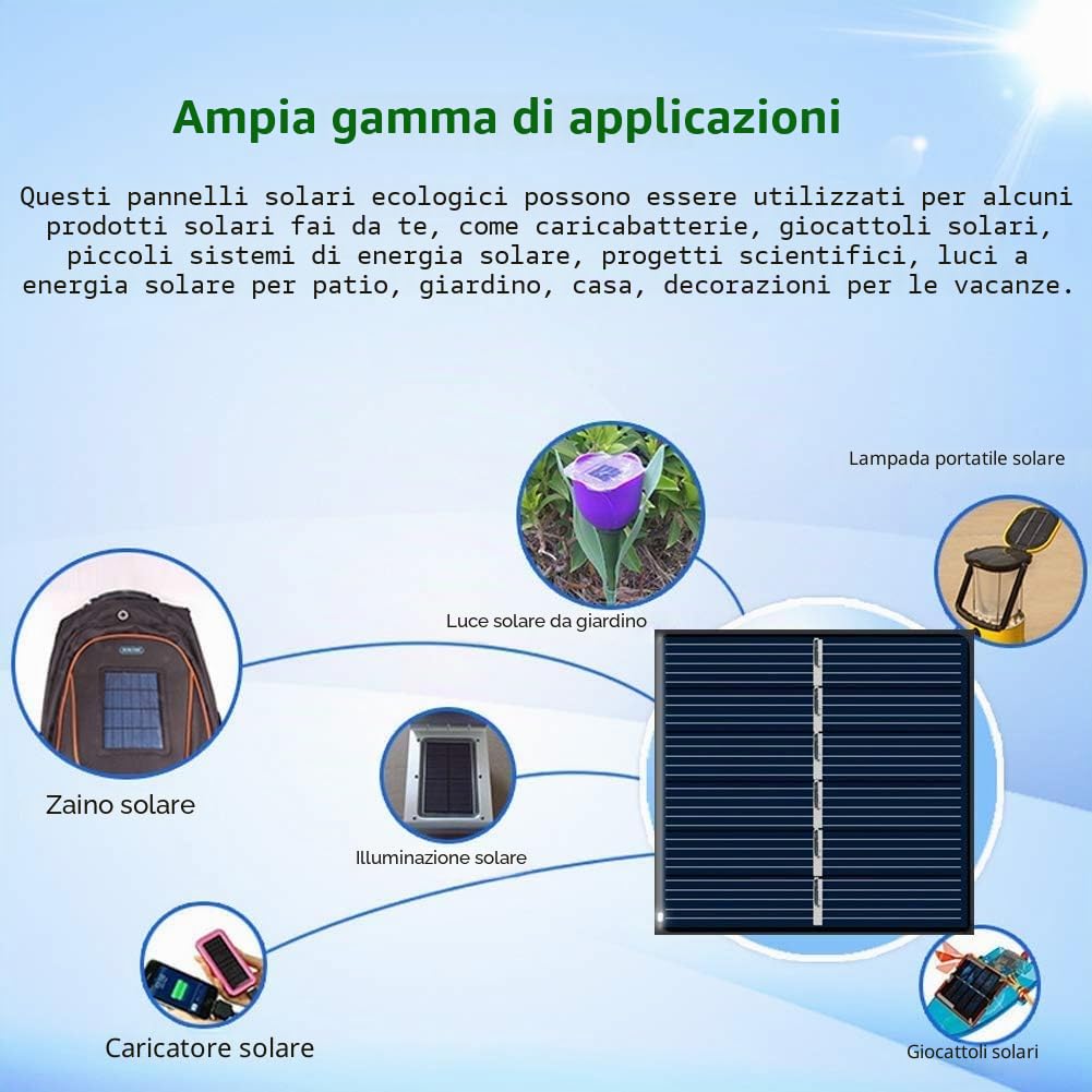 GTIWUNG 6 Pezzi 3V 0,55W 60X55mm Micro Mini Pannelli Solari Modellismo, Pannello Solare Portatile Modulo di Alimentazione Modulo Caricabatteria per Energia Solare, Home DIY, Progetti di Scienza