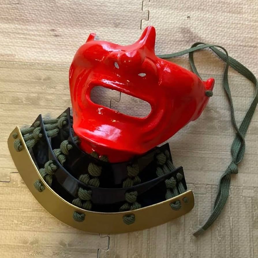 【着用可能】手作り　武具　鎧兜　甲冑　等身大　半頬　面頬　mempo 樹脂製 Amazon.co.jp: 着用 面頬 武具 鎧兜 甲冑 等身大 半頬 mempo mask朱