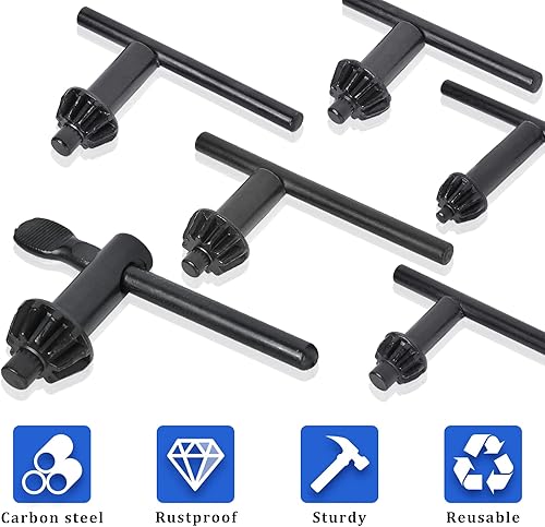 Miniatura 3 de Llave de taladro de 6 tamaños, llave de repuesto de acero al carbono resistente, llave de mandril para herramienta de sujeción de taladro (diámetro