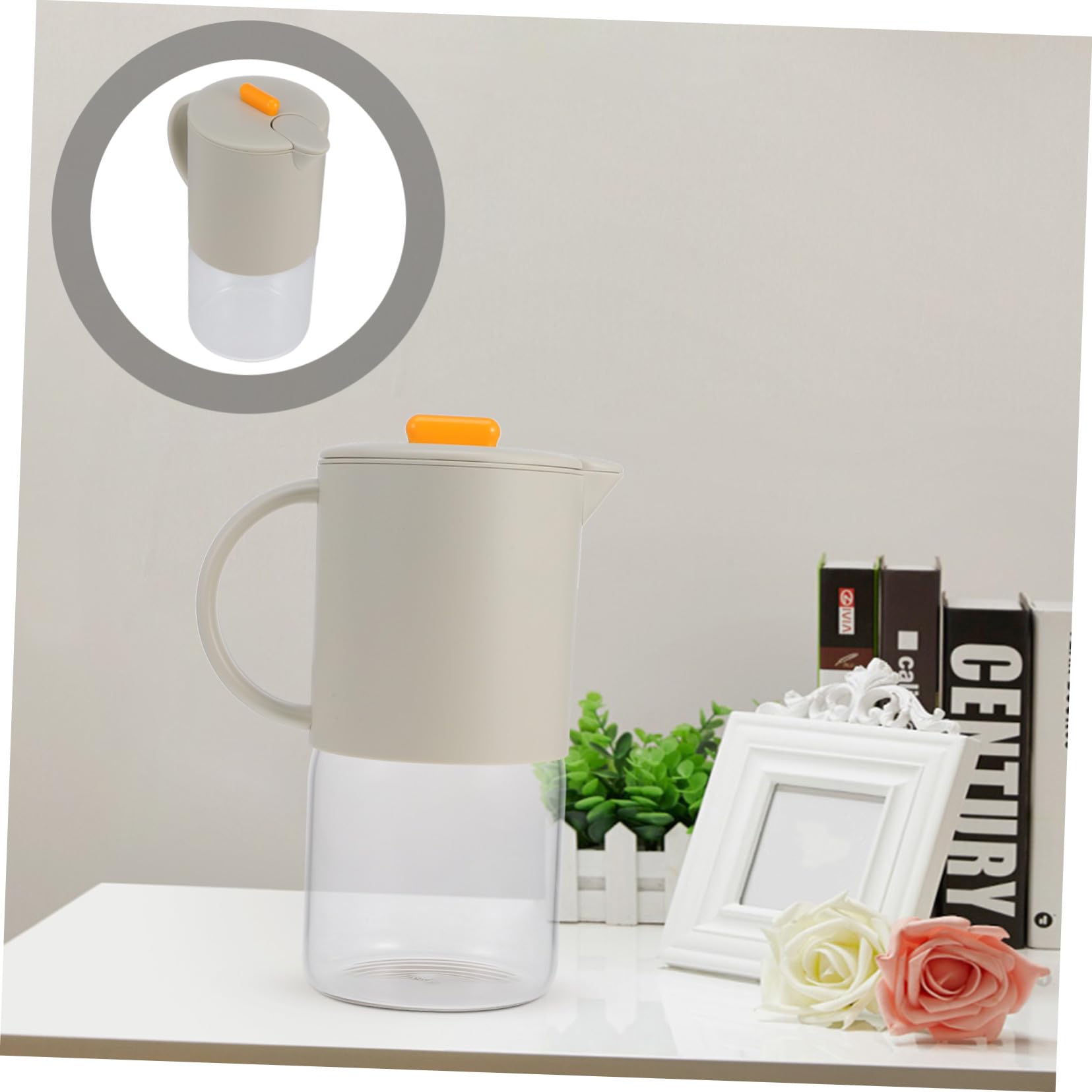 Cabilock Jarra de Agua Grande Capacidad con Asa para Bebidas Frías y Té Casa Contenedor Multiuso para Zumo y Agua Diseño Estable y Fácil de Usar