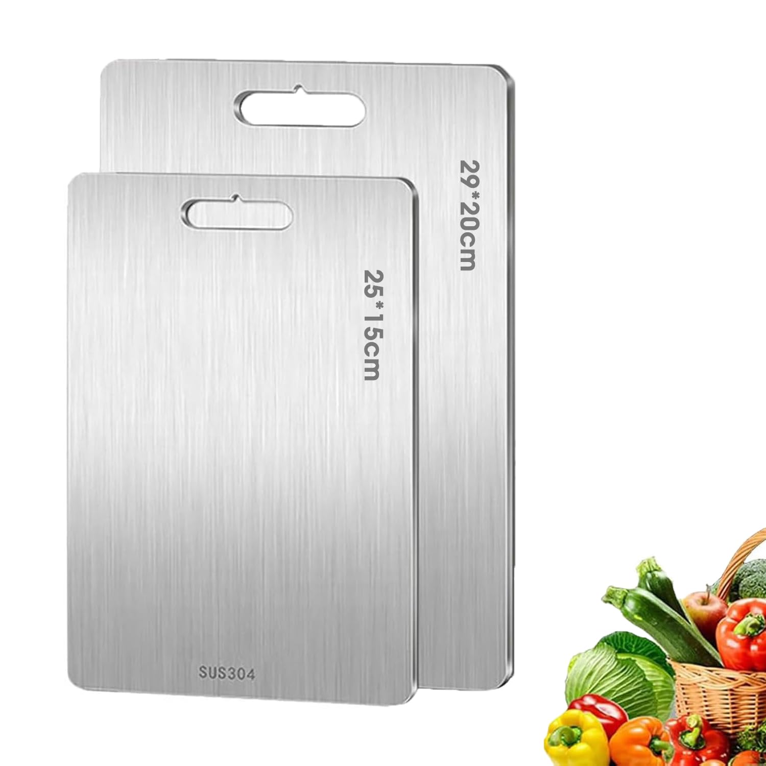 Titanium Chopping Board, Stainless Steel Chopping Board, 1 mm Thick Double-Sided Food Grade Chopping Board for Kitchen, Titanium Cutting Board for Meat, Fruit (25 x 15 cm, 29 x 20 cm)