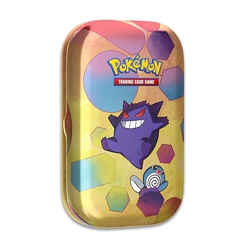 Pokémon TCG: Scarlet & Violet—151 Mini Tin – Gengar and Poliwag (2 Booster Packs, 1 Coin & 1 Art Card)