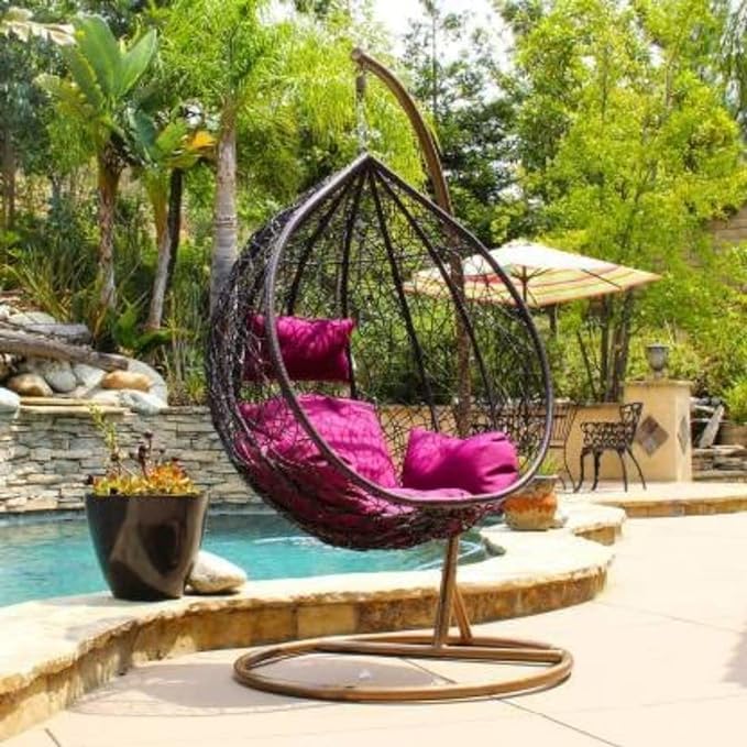 Hammock Swing Chair with Cushion & Spring for Outdoor, Indoor, Living Room, Balcony, Garden, Patio Hanging Swing for Adults Swing Stand (Brown & Purple) Hammock Swing Chair with Cushion & Spring for Outdoor, Indoor, Living Room, Balcony, Garden, Patio Hanging Swing for Adults Swing Stand (Brown & Purple)