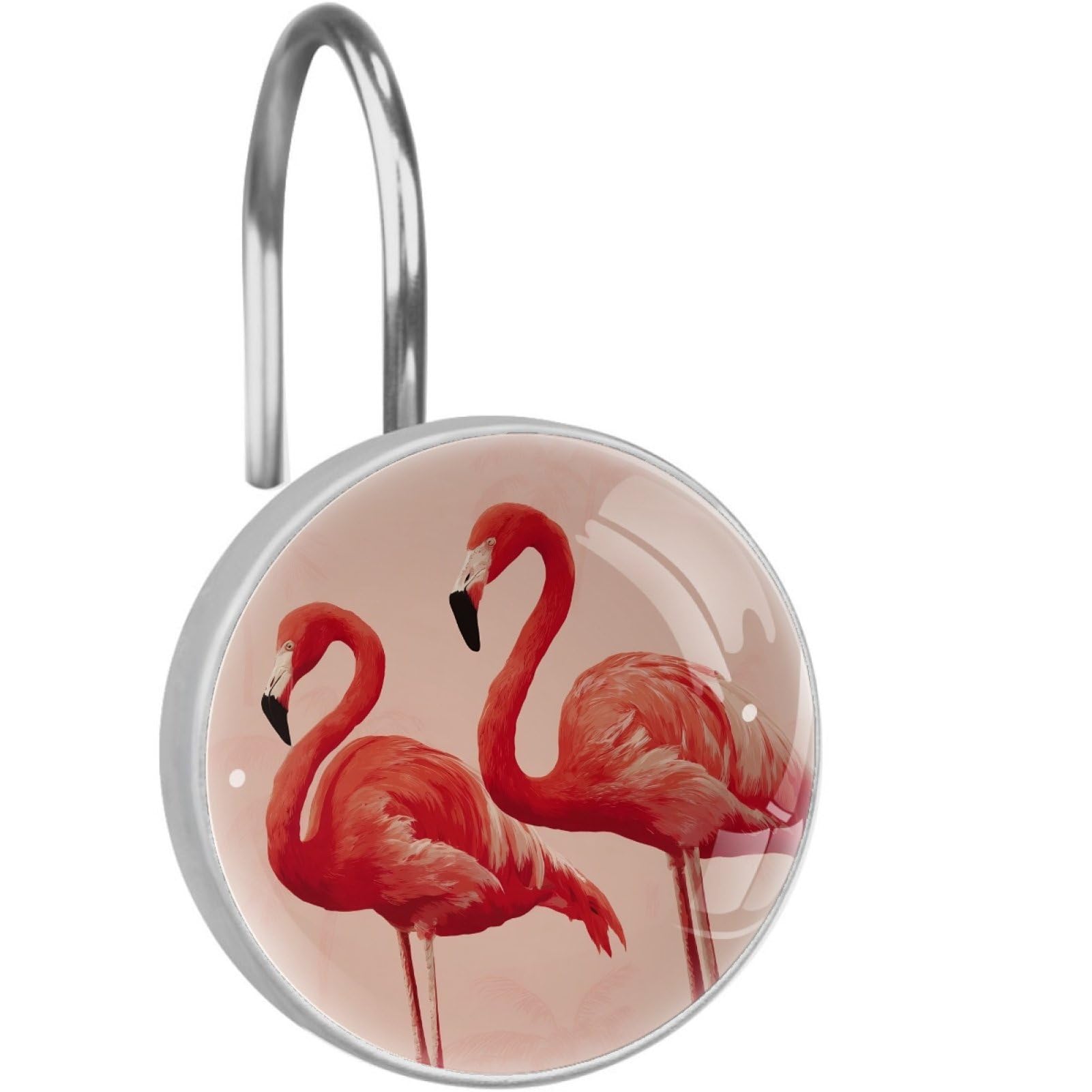 VAPOKF Decorative Shower Curtain Hook, Tropical Flamingo Rustproof Stainless Steel Shower Curtain Hook for Bathroom, Shower Curtain Hangers for Shower Rod