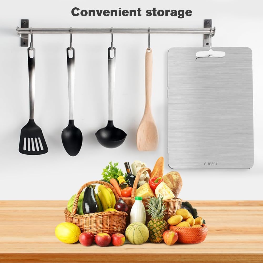 Titanium Cutting Boards for Kitchen, New Pure Cut TitanIum Cutting Boards for Kitchen Double-Sided Stainless Steel Chopping Board for Meat Fruit Vegetable (18"L x 12"W)