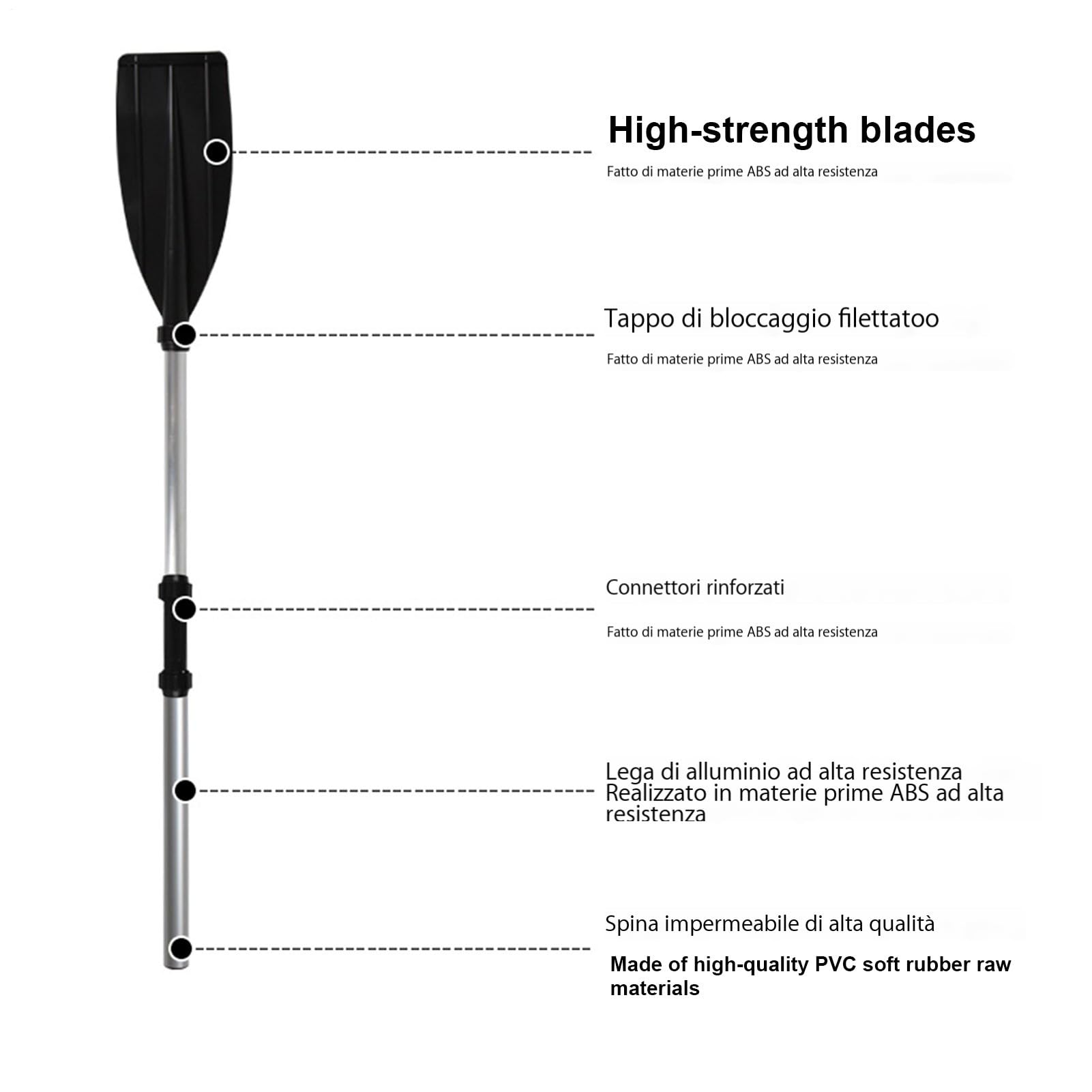 Generico Paggine in Lega di Alluminio - Remi di Barche | Bastoncini di Canottaggio in Kayak Regolabili | Blade in Canoa da 2 Pc Leggere | per Le Acque di Moto Anti Slip Grip per Adulti