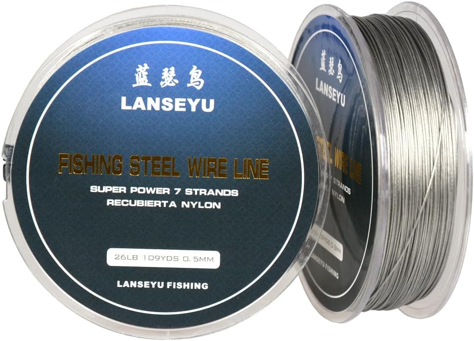 0.5mm 100 Metres 26 Pound Fishing Steel Nylon Coated 1x7 Stainless Steel Leader Wire Super Soft Lines