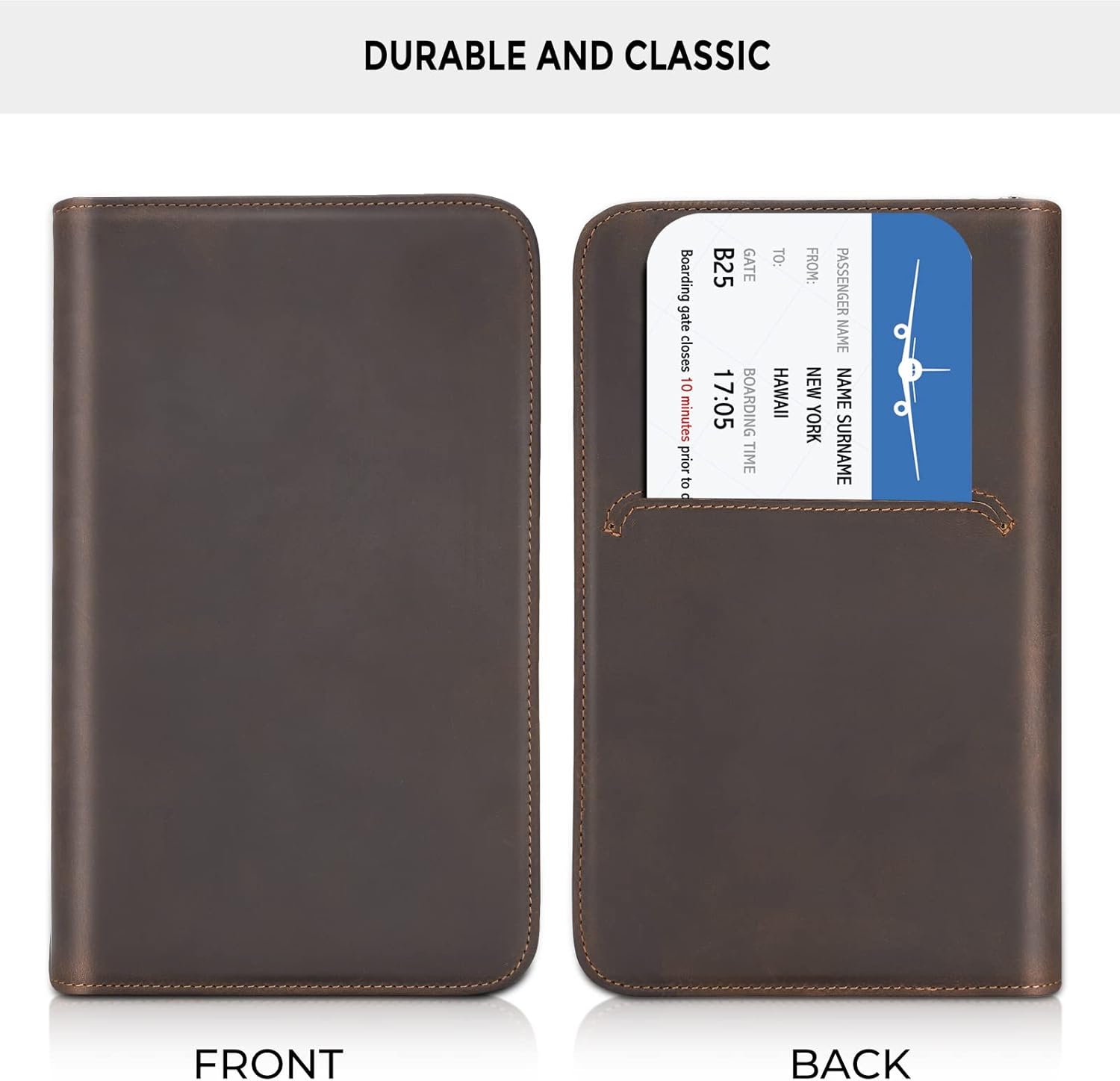  | Travel Wallet Passport Holder Passport Case, Leather Passport Wallet for Men Family passport holder for 4, Passport Cover Travel Document Holder Rfid Blocking Passport Wallet with Zipper YKK (Brown) | Passport Wallets