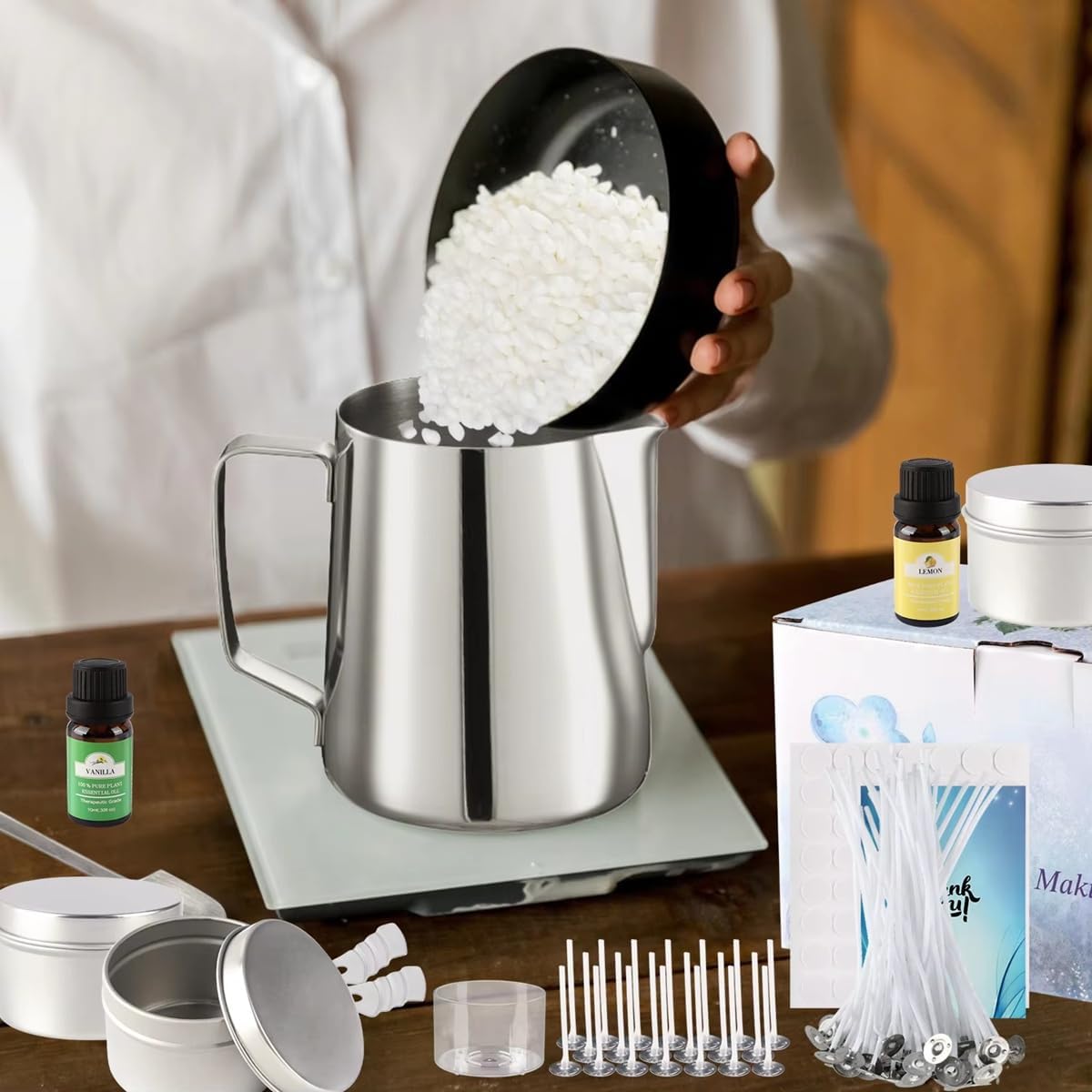 Omana Candle Making Kit for Adult Beginners Make Your Own Candles with DIY Starter Set Premium Soy Wax Maker All in Pack Easy Supplies Accessories Guide Aromatherapy Gift