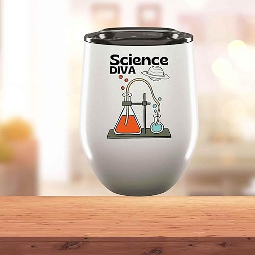 Miniatura 6 de Novelty Gift Scientist Gifts For Her - Stem Graduation Or Doctoral Thesis Present - Science Diva Design - 12oz Wine Tumbler Cup