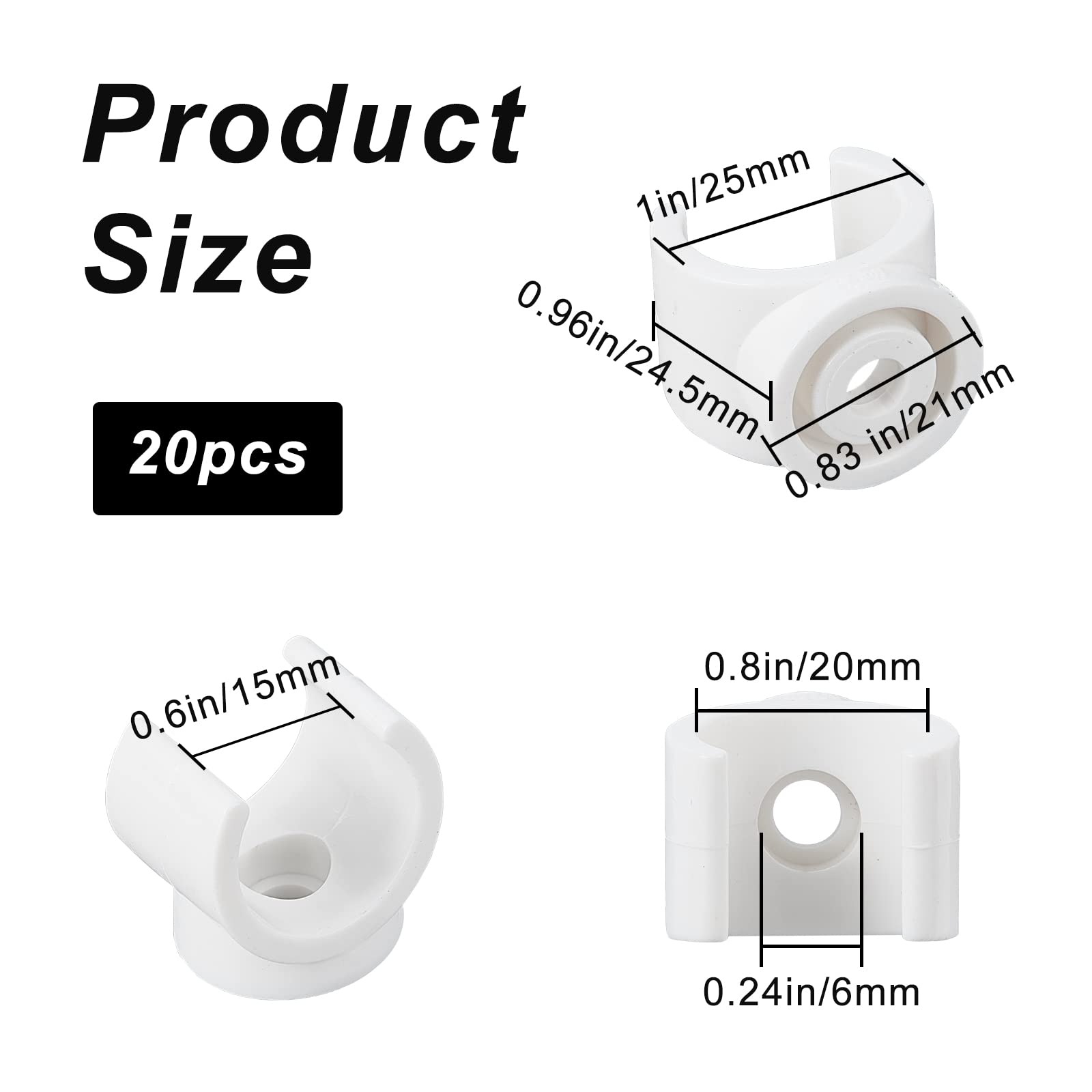 GORGECRAFT 1-Inch U-Hook PEX Holder TV Tray Replacement Clips PVC Water Pipe Clamps Talon Clamps Pipe Support Fit for 19mm OD Pipe Plastic Socket to Fix Corresponding Pipes (20 Packs) - Image 2