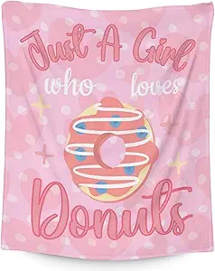 Girls Blanket - 50"x60" Cute Donut Throw Blanket Gifts for Girls - Pink Soft Fuzzy Doughnut Blanket for Bed, Couch & Living Room