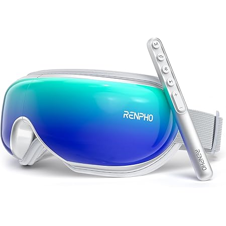 RENPHO Eyeris1 Eye Massager for Migraine with Heat, Updated Remote Wand, Compression, Music, Heated Eye Mask Forehead Massager for Stress Relief, Dark Circles, Sore Eyes, Wellness, Birthday Gifts