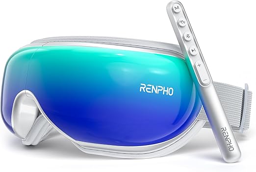 RENPHO Eye Massager, Eyeris1 Heated Massage Sleep Mask FSA HSA with Remote, Compression, Bluetooth, Migraine Massager for Strain Relief, Reduce Stye Eye, Improve Sleep, Birthday Gifts