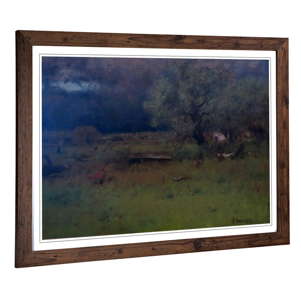 Big Box Art Framed Print of George Innes The Passing Storm Design | Wall Art Picture | Home Decor for Kitchen, Living, Dining Room, Bedroom, Hallway, Office, Walnut, A2 / 24.5x18 Inch / 62x45cm