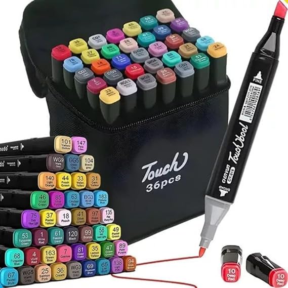 Kit 36 Canetinhas Marcadoras Para Colorir Desenho Profissional 36 Cores Conjunto De Canetas Pontas Duplas | Colorir, Desenho e Lettering | Cores Vivas com Código | Arte e Design Premium Para Desenho