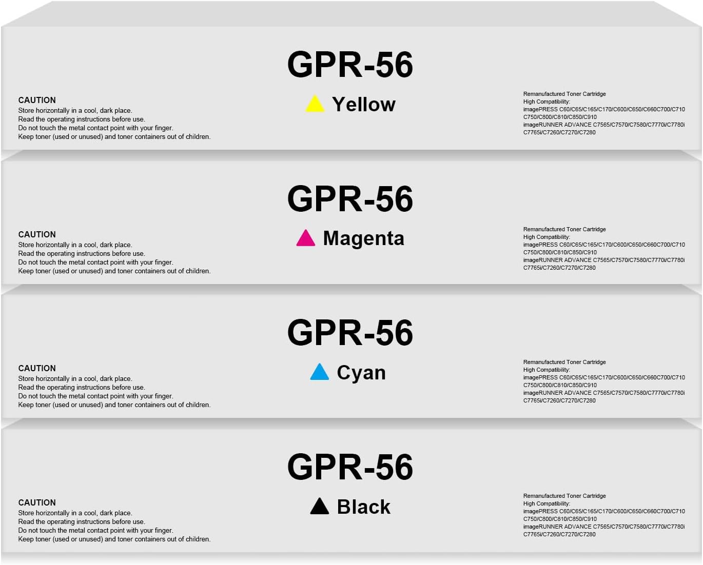 Remanufactured GPR-56 GPR56 Toner Cartridge Replacement for Canon 0098C003AA 0999C003AA 1000C003AA 1001C003AA for imageRUNNER Advance C7565 C7565i C7570 C7570i C7580 C7580i c7770 c7780Printer (4-Pack)