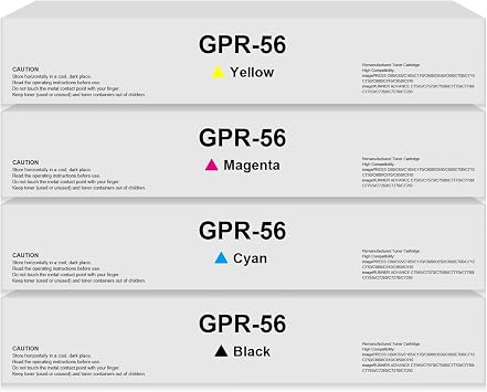 Remanufactured GPR-56 GPR56 Toner Cartridge Replacement for Canon 0098C003AA 0999C003AA 1000C003AA 1001C003AA for imageRUNNER Advance C7565 C7565i C7570 C7570i C7580 C7580i c7770 c7780Printer 4-Pack
