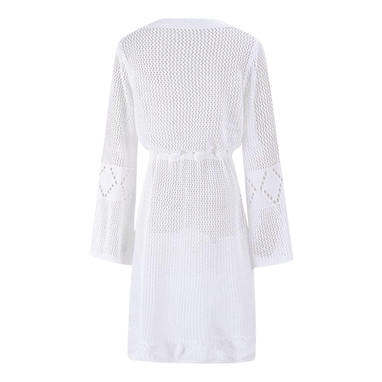 Falda de playa para mujer, traje de baño corto, bikini de encaje de ganchillo, ropa exterior, beige, talla única