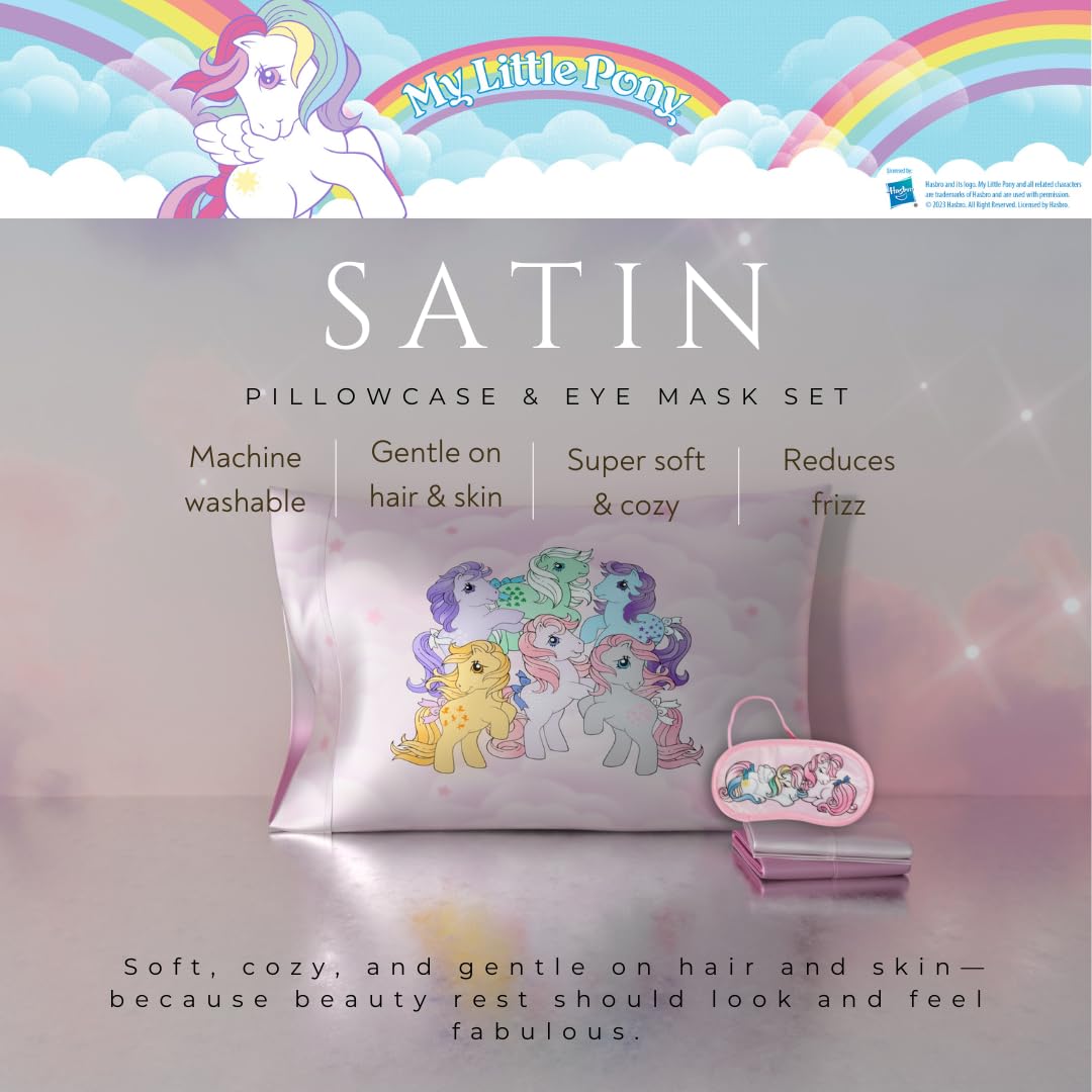 My Little Pony Unicorn Beauty Silky Satin Standard Reversible Pillowcase & Eye Mask Set, 20x30 - Image 2