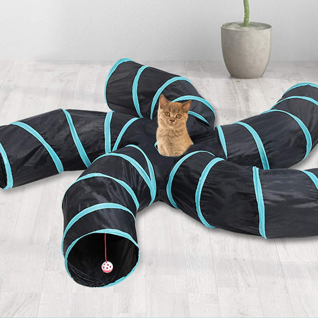 Tubo a tunnel per gatti a 5 vie + foro per tenere l'animale domestico dalla noia con la palla