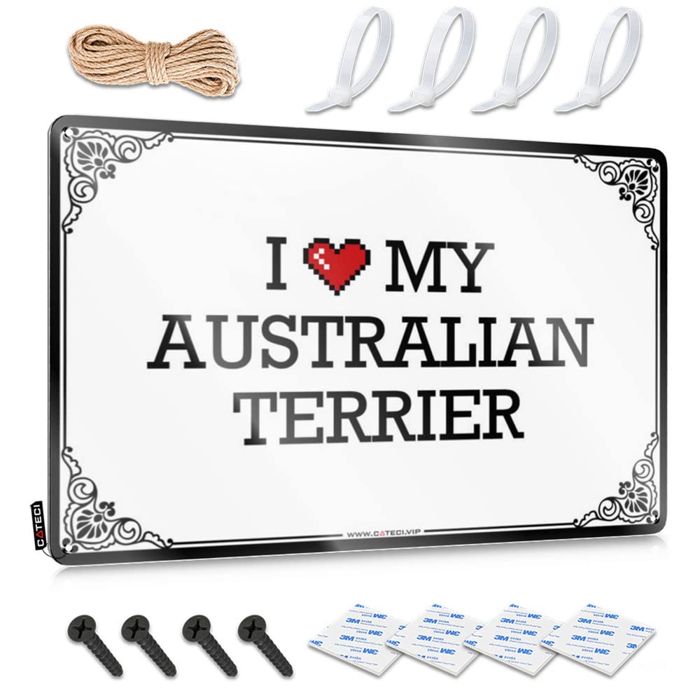 Retro Wall Decor House Stuff Ready To Hang - I Love My Australian Terrier Fun For Pool Bar(20X30CM)