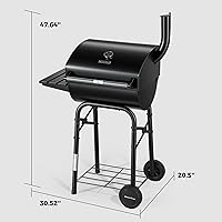 Vista 3 de MASTER COOK Parrillas de carbón de barril de 30 pulgadas con mesas laterales plegables, parrilla de barbacoa de humo al aire libre para campamento