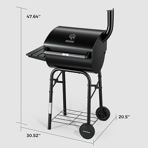 Miniatura 3 de MASTER COOK Parrillas de carbón de barril de 30 pulgadas con mesas laterales plegables, parrilla de barbacoa de humo al aire libre para campamento