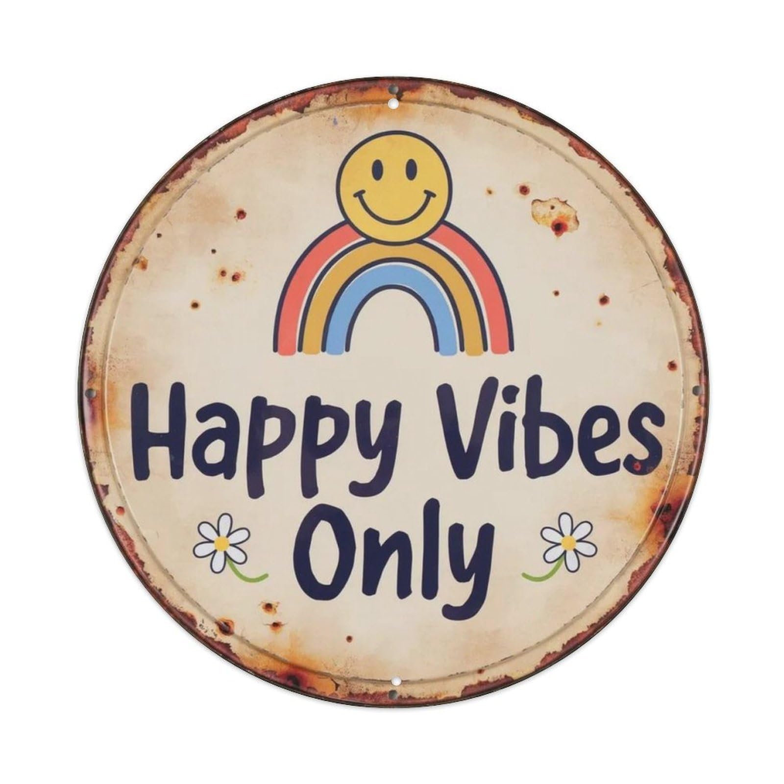Happy Vibes Only Doodle Metal Tin Sign Plaque