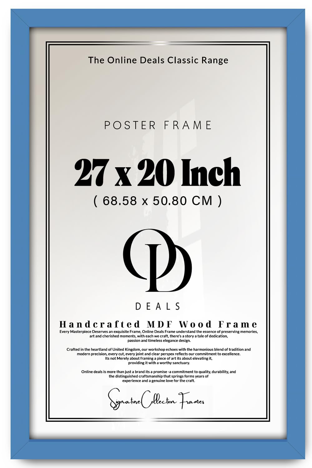 OD Deals | Rectangle Poster Frame 27 X 20 Inch (68.58 X 50.80 CM) Blue Wall Gallery Photo Frame For Horizontal And Vertical Wall Mounting — Home Decoration, Living Room Display | Office Accent