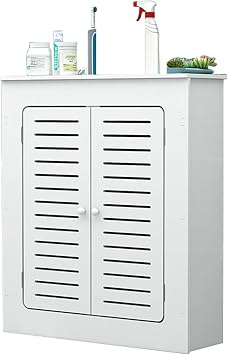 Modern Wood Radiator Cover - Heating Cabinet with 2 Doors and Vertical Grill Slats for Bathroom, Living Room, Bedroom and Hallway