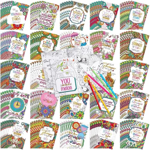 Liliful 144 Pcs Motivational Sayings Coloring Book Bulk for Adult DIY Art Stress Relief Drawing Book with Inspiring Patterns for Adults Party Favors Goodie Bag Filler and Holiday Gifts