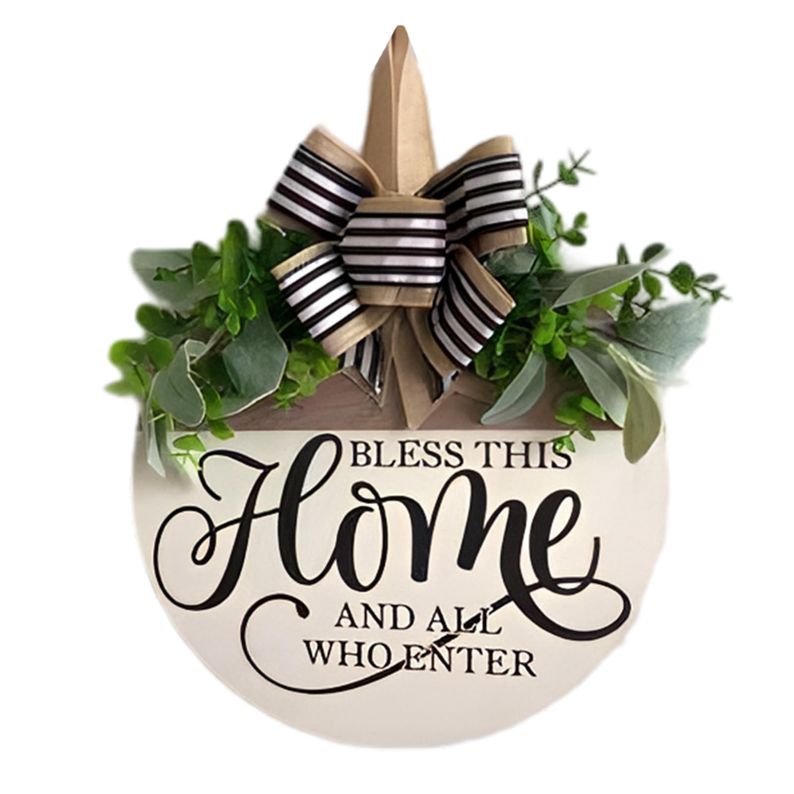 hogtnd Rural Farmhouse Welcome Sign Round Wooden Wall Decor for Home Entrance Garden Entrance 13" Wreath Funny Entrance Sign