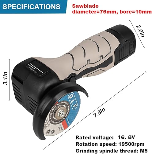 Miniatura 6 de ZFULVO Kit de amoladora angular de cepillo inalámbrico, mini herramienta de molienda angular eléctrica de 19500 rpm con 1 batería de 16.8 V 2000 mAh