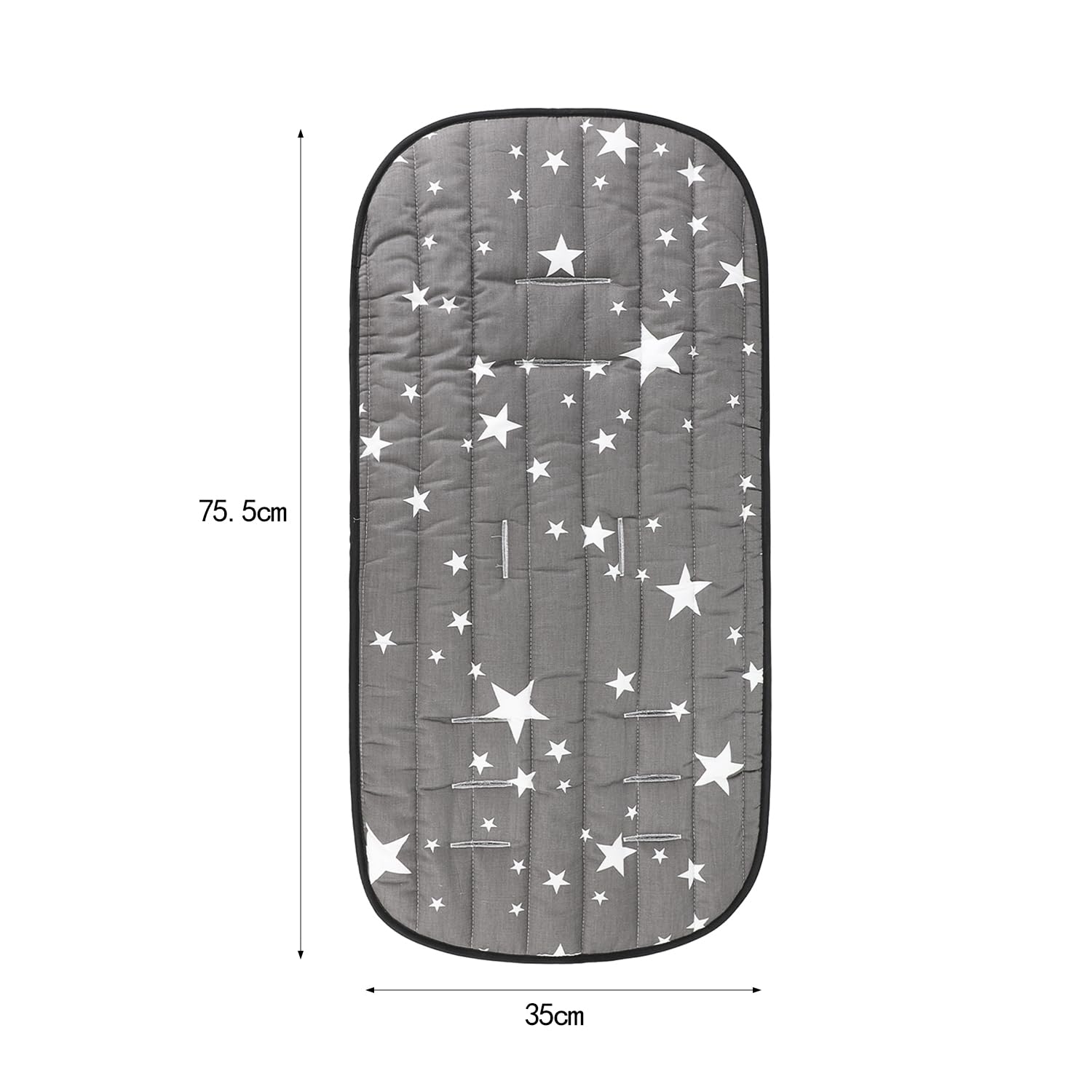 Doublure de siège de poussette pour bébé - Coussin universel respirant pour poussette - Coussin de poussette en coton épais - Housse de siège pour voiture (étoiles grises)