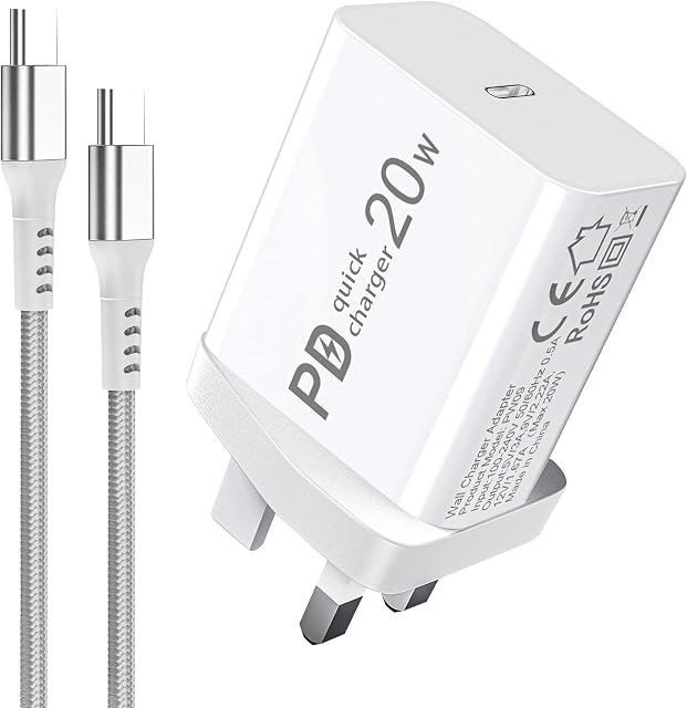20W USB C Charger Plug and Cable for Samsung Galaxy A52 A72 A52S A32 A53 A33 5G S22 Plus Ultra A73/A12 A22 A51 A71 A31 A41 A21S M23,Motorola Moto G10 G30 G50 G100,PD/QC 3.0 Fast Charge UK Adapter