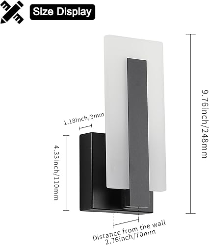 Miniatura 5 de Joosenhouse Modernos apliques LED de pared arriba y abajo, luz negra de 3000 K, luces de pared blancas cálidas, juego de 2, iluminación de pared