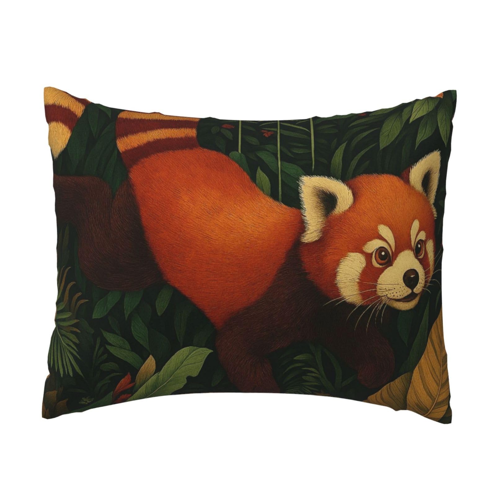 Adorable Red Panda in Jungle Pillowcase Soft Plush with Zipper Decorative Pillowcovers 16x20 in