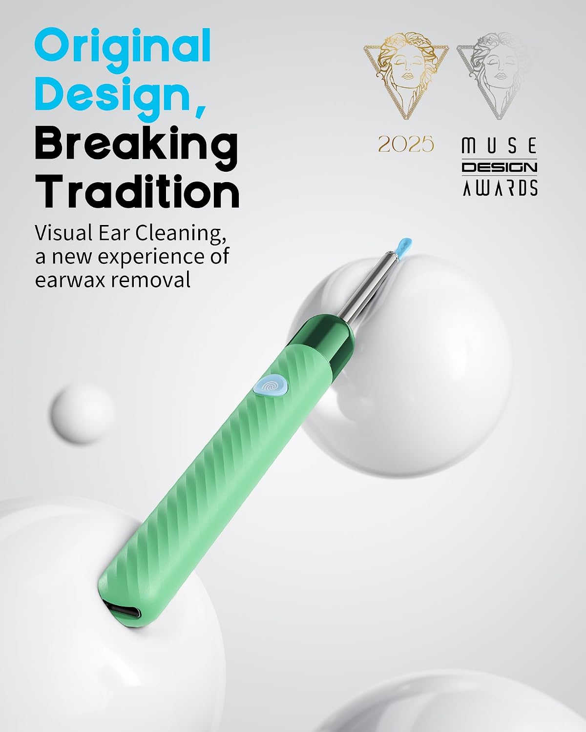Loyker X6 Ear Wax Removal Tool Camera Otoscope with Light, Ear Wax Removal Kit with 6 Ear Pick, Ear Camera- Green