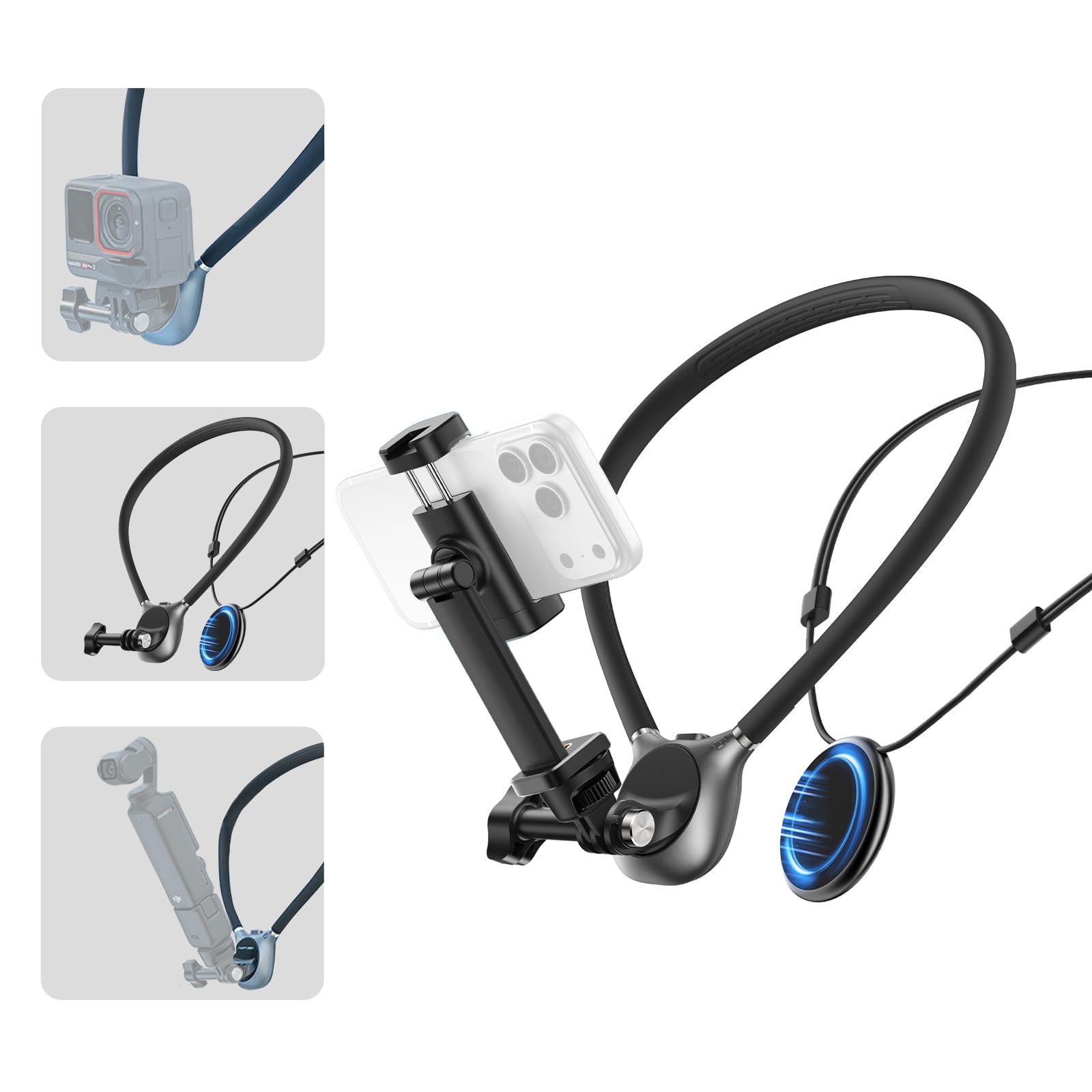 Supporto magnetico per telefono da collo per registrazione video POV fotocamera telefono POV supporto toracico per GoPro DJI Osmo, Pocket 3 Neck Mount, ideale per vlogging, live streaming, cucina