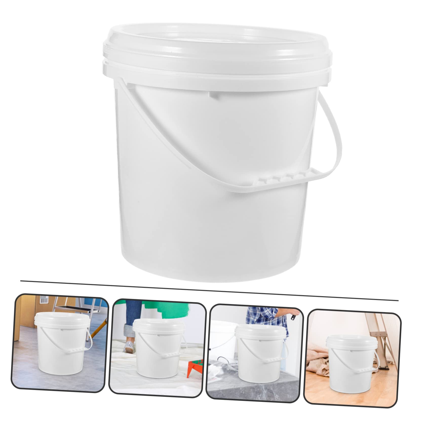 Cubo de Pintura Blanco Hdpe con Tapa 10 L, Asa y Diseño Elegante